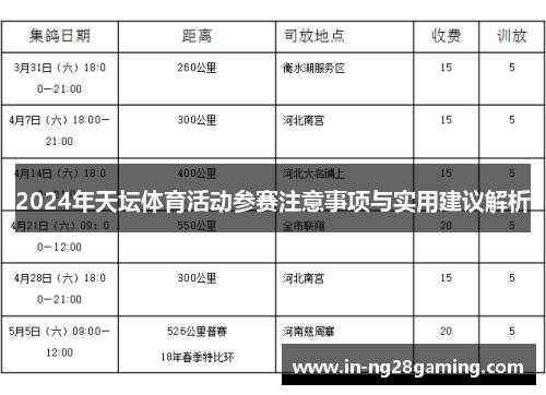 2024年天坛体育活动参赛注意事项与实用建议解析