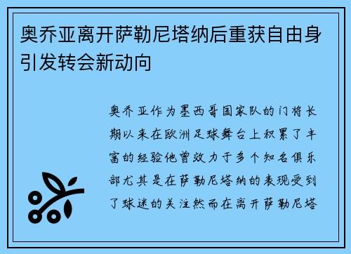 奥乔亚离开萨勒尼塔纳后重获自由身引发转会新动向